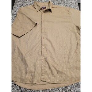 Six Lincoln Shirt Mens 4X Tan Micro Dot Short Sleeve Button Up Casual Big Tall